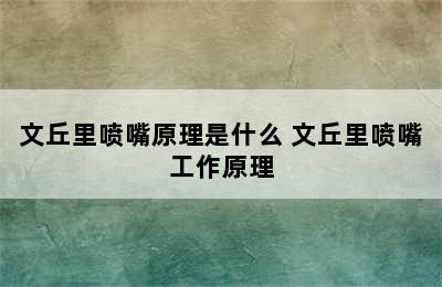 文丘里喷嘴原理是什么 文丘里喷嘴工作原理